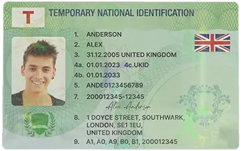 Green “Temporary” License Card